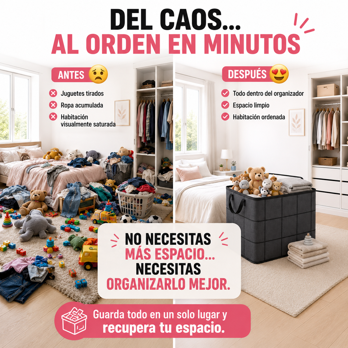 GuardaMax™ Organizador plegable, antipolvo de gran capacidad.