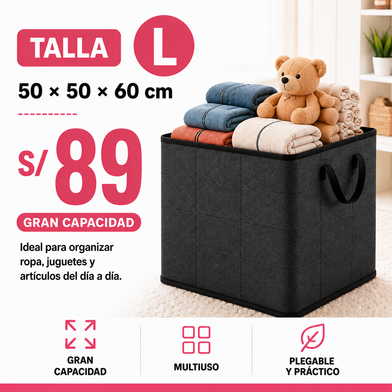 GuardaMax™ Organizador plegable, antipolvo de gran capacidad.