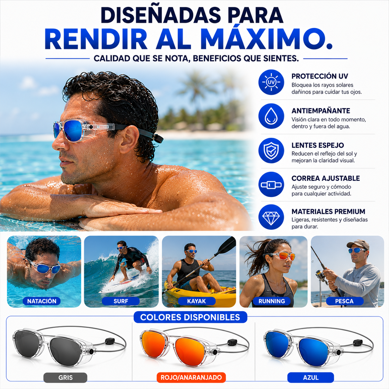 AquaVision™ – Gafas Acuáticas Premium UV